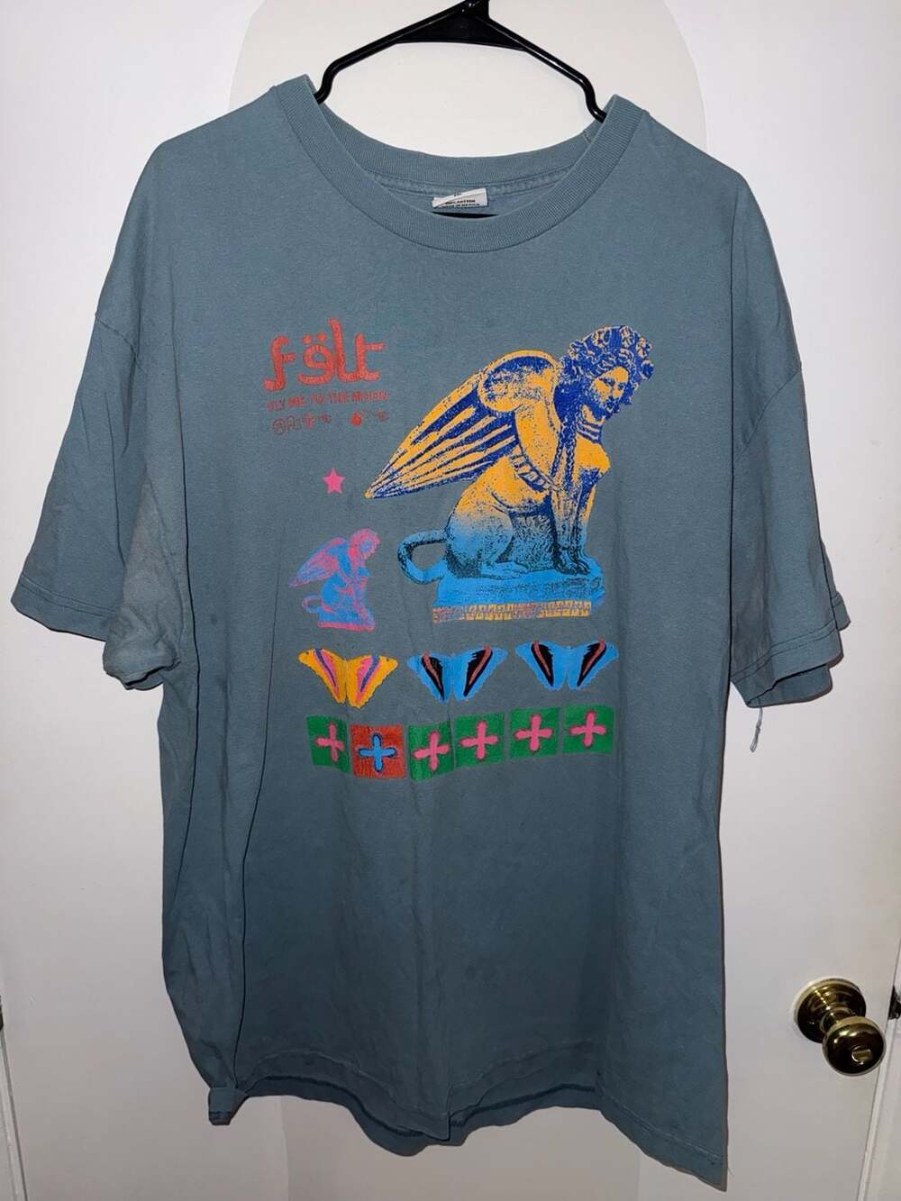 Felt Fly Me to the Moon Sphinx Graphic T-Shirt XXL